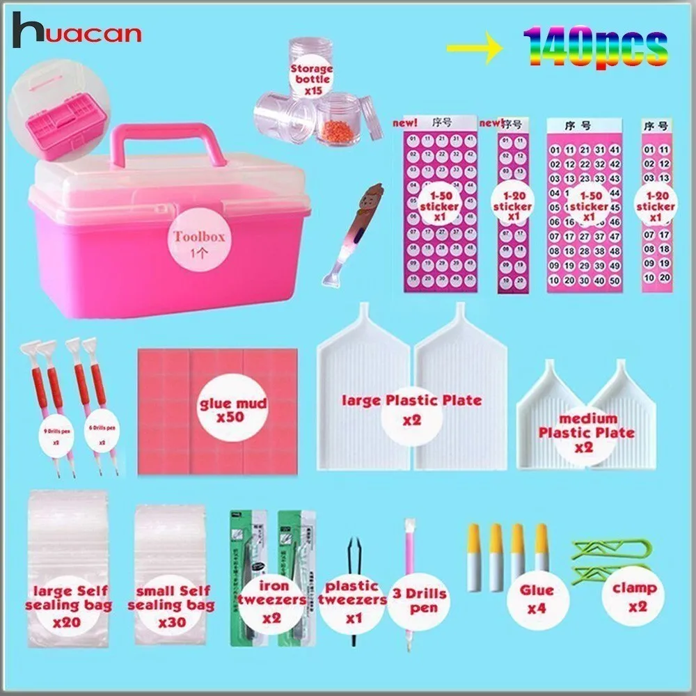 140pcs/set Diamond Embroidery Accessories 5D DIY Painting Cross Stitch Tools Full Kits Rhinestones Boxes Cases | Дом и сад