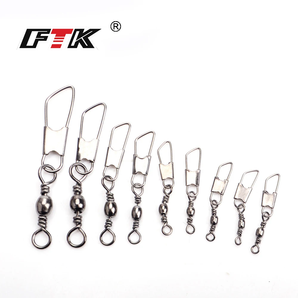 FTK 1 упаковка 10 шт./лот 4#-22# рыболовные Вертлюги с защелкой рыболовный крючок Разъем приманки терминал рыболовные снасти магазин
