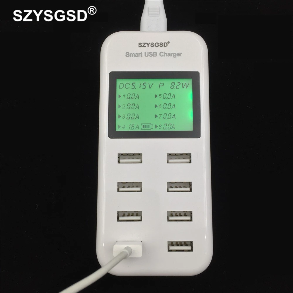 SZYSGSD US EU UK Multi 8 портов USB зарядное устройство с ЖК экраном DC Вольтметр умное
