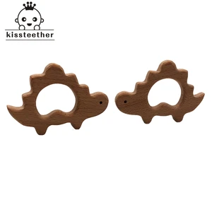 Органический деревянный Прорезыватель для зубов, Буковый динозавр, Игрушка-прорезыватель для зубов ручной работы. Натуральная Детская игрушка. Экологичная детская игрушка. Подарок новорожденному