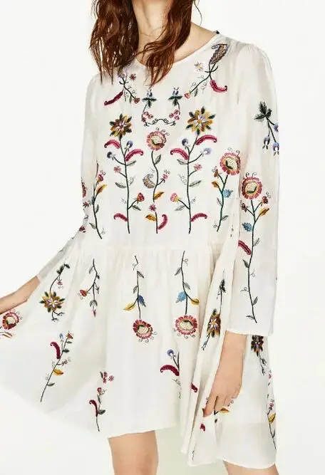 2017 для женщин в винтажном стиле из хлопка Цветочная вышивка 2 предмета мини