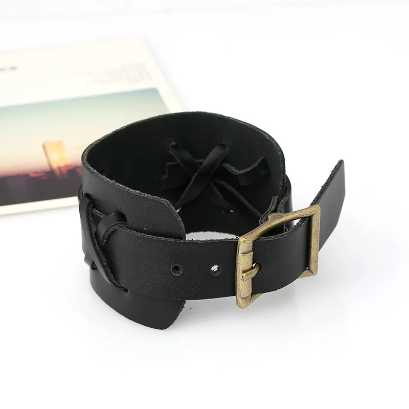 Оптовая продажа Прямая поставка мужской браслет кожаный панк Байкерский