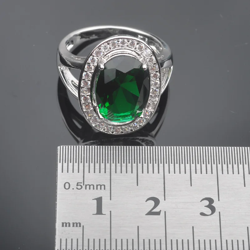 Рождественский подарок зеленый кристалл для женщин 925 стерлингового серебра