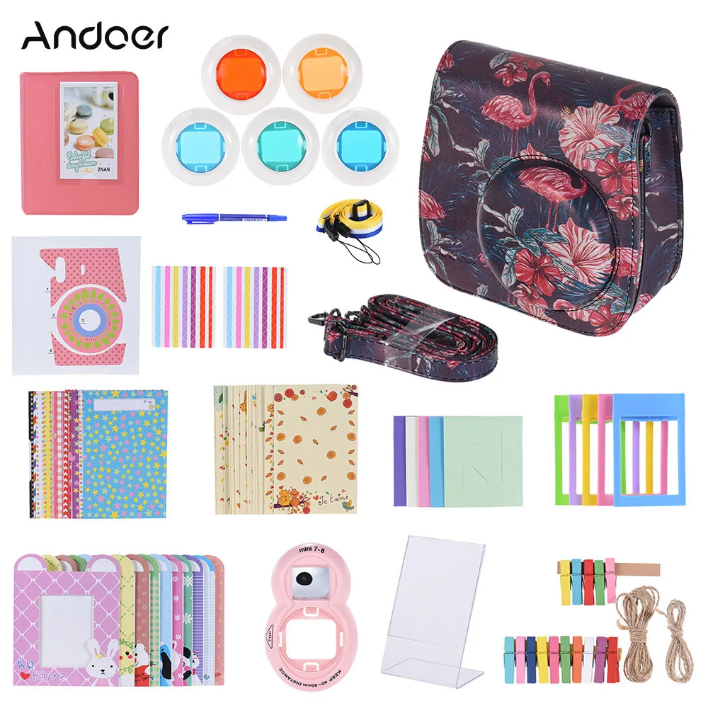 Набор аксессуаров Andoer 14 в 1 для Fujifilm Instax Mini 9/8/8 +/8s w/чехол камеры + ремешок наклейка