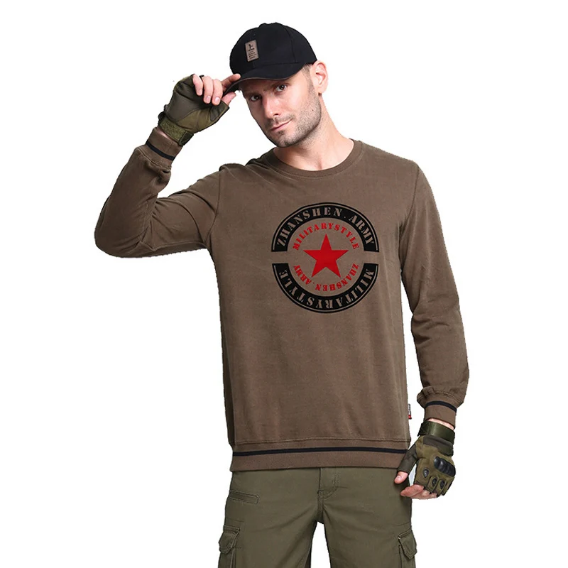 Футболка мужская тактическая с круглым вырезом дышащая рубашка в стиле милитари