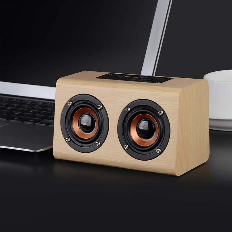 Деревянная Bluetooth Колонка W7 ретро HIFI 3D двойной громкий динамик s Беспроводная