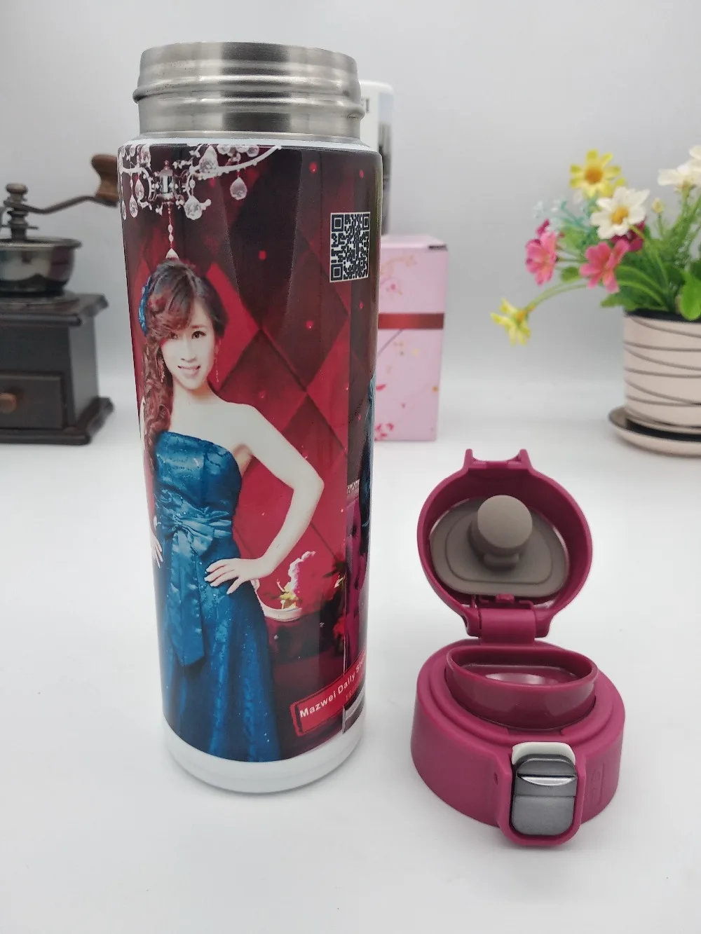 420 мл Термос с фото DIY тип настроить изображение фото картина яркая печать логотипов творческие подарки вакуум Дизайн MAZWEI