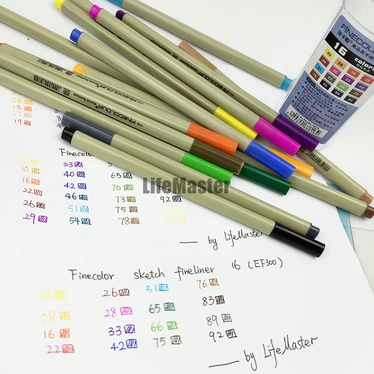 LifeMaster Finecolour Эскиз ручка-лайнер для рисования Сверхтонкий 0 3 мм 16 цветов набор