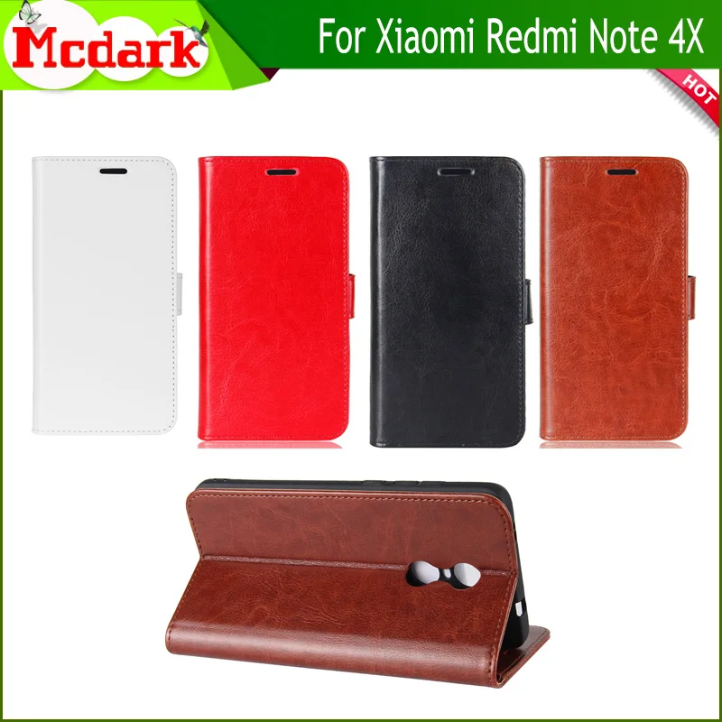 Кожаный чехол книжка для Xiaomi Redmi Note 4X 5 дюйма защитный телефона с мягким