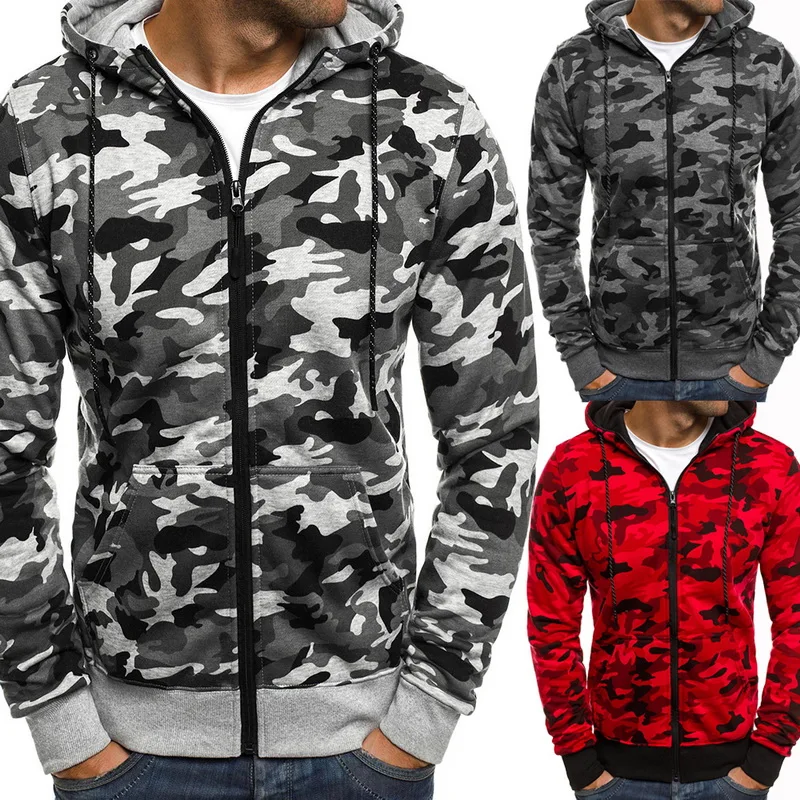 Laamei модные Для мужчин с длинными рукавами капюшоном CamouflageJacket плюс бархат Бейсбол