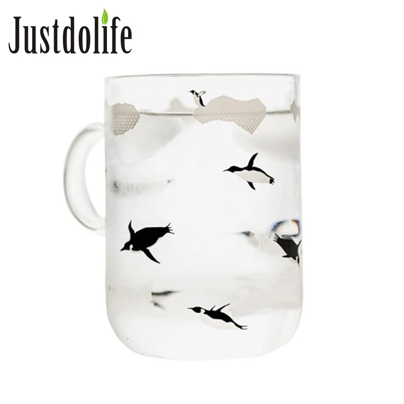 Персональная стеклянная чашка с принтом белого медведя пингвина для сока молока