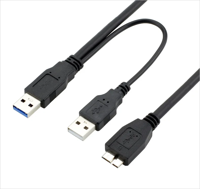 (200 шт./лот) черный 5 Гбит/с Micro B USB 3 0 внешний жесткий диск Y кабель с питания 60 см 1 м 8
