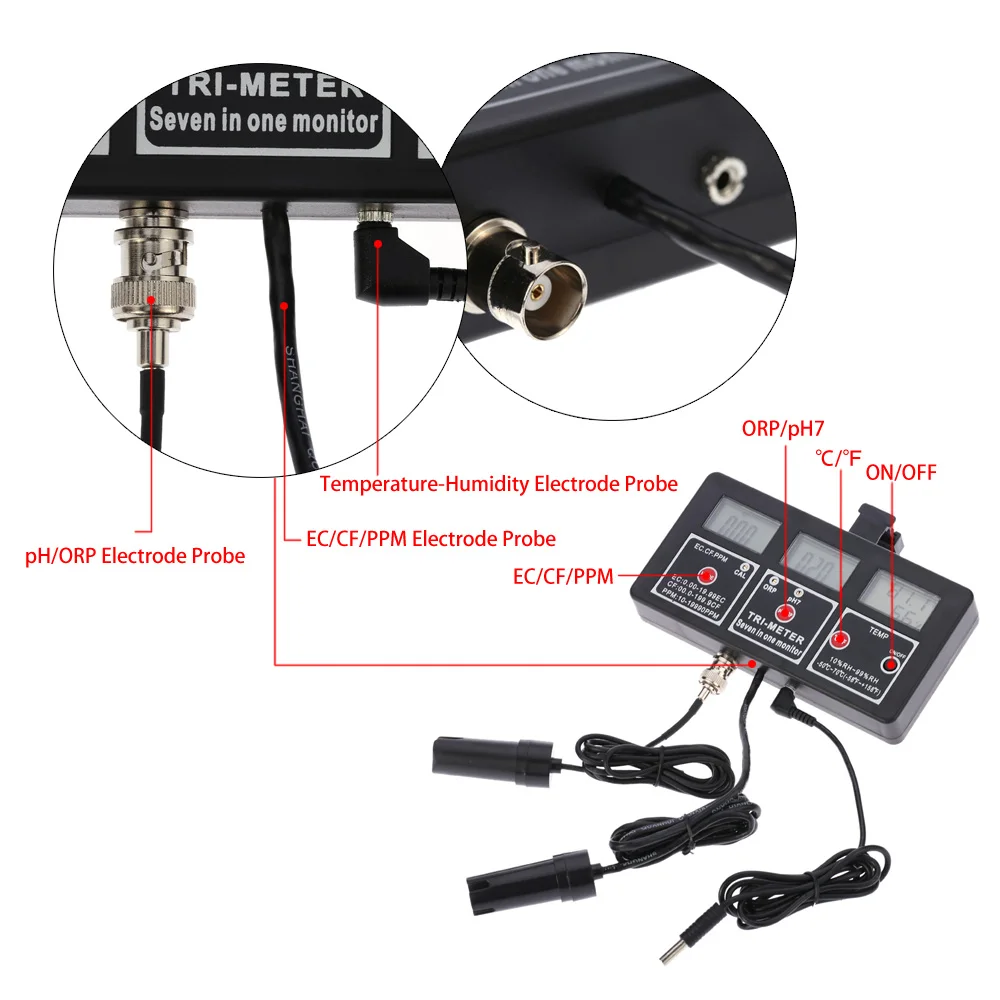 Мультипараметрический цифровой рН-метр профессиональный 7 в 1 измеритель для