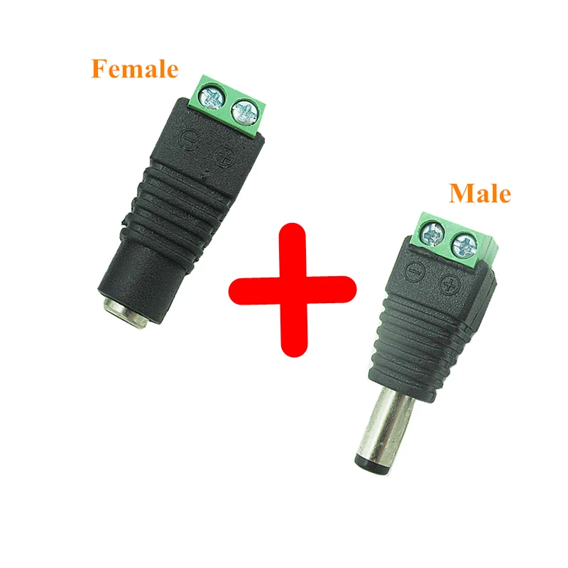 Мужской и Женский Dc Мощность Штекер 5 5X2 1 мм 12V 24V адаптером Jack Разъем Cctv