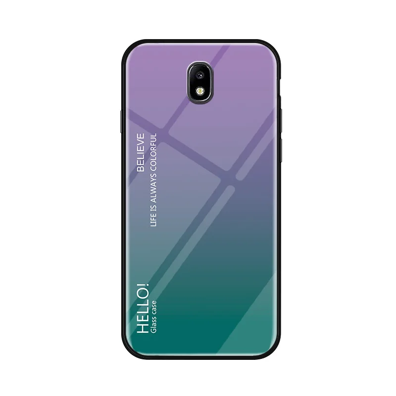 Роскошный градиентный закаленный стеклянный чехол для телефона Samsung Galaxy J3 J5 J7 2017