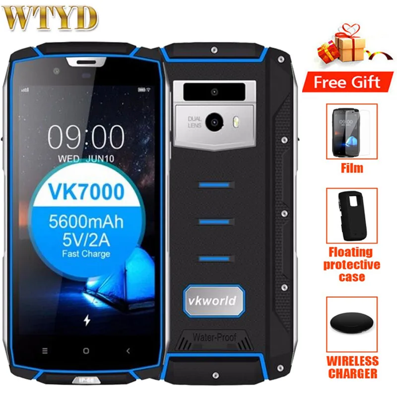 Vkworld VK7000 IP68 Водонепроницаемый Прочный 5 2 &quotMTK6750T 5600 мАч 4 Гб ОЗУ 64 ПЗУ Octa Core Face ID