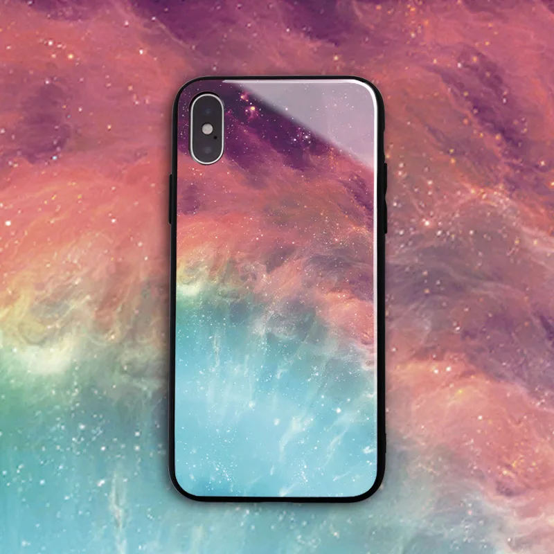 Роскошный держатель из закаленного стекла звездного неба 9 H чехол для iPhone 6 S 7 8 plus