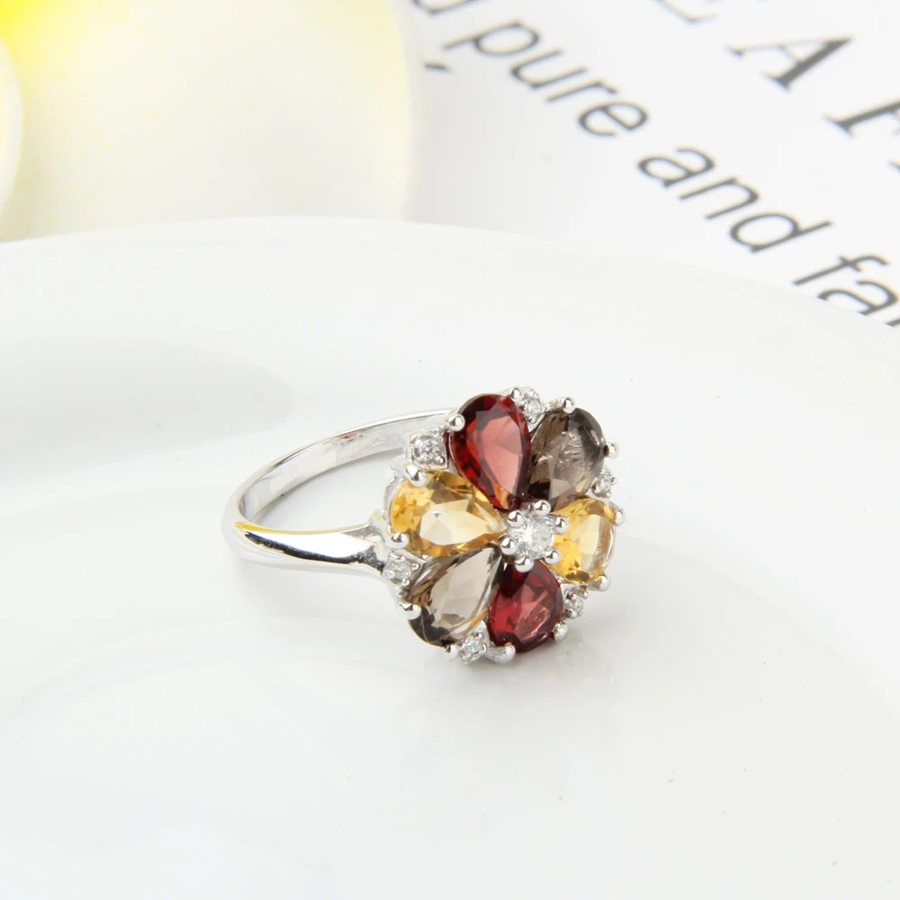 Женское кольцо из драгоценного камня 4 карата|fine jewelry|silver citrine ringgemstone jewelry |