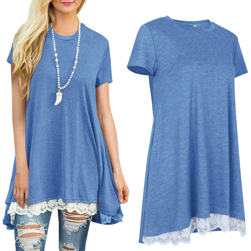 Femail T Shirt Tops For Women O Neck Lace Swallow Tail Swing Casual Loose Batwing Long Jumper Jersey Costumes Oversize Plus Size | Женская