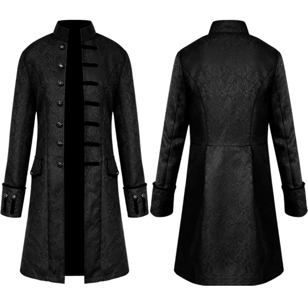 Стимпанк Для мужчин Готический Brocade куртка Ретро Викторианский пальто 2018 Мода
