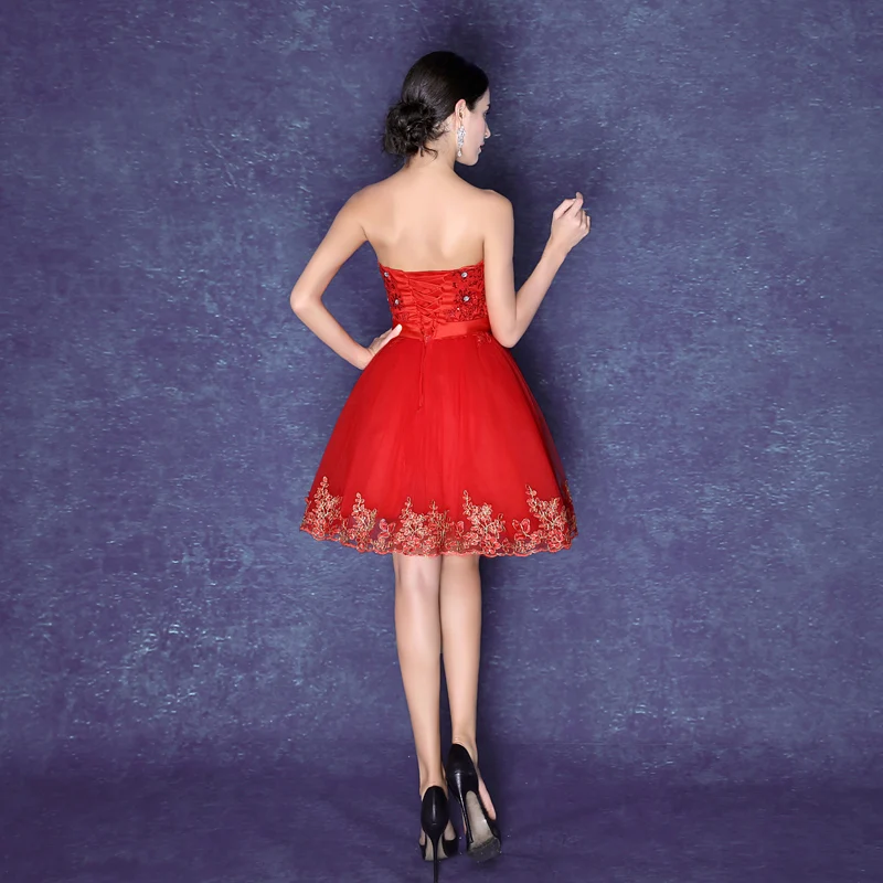 Новое поступление 2017 в наличии женское платье для невесты с красными кружевными