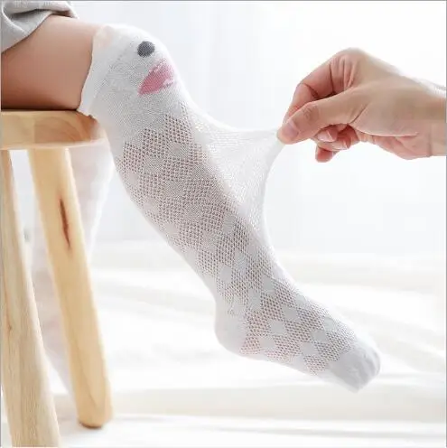 

5Pairs /Lot Summer mesh thin cotton anti-mosquito boneless baby socks stereo ear infant over the knee long tube newborn socks
