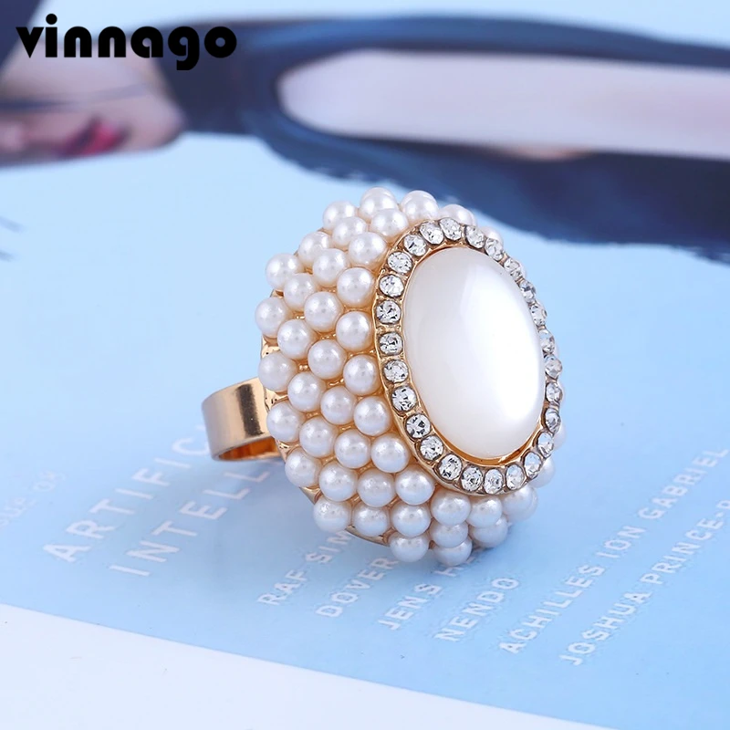 Искусственный жемчуг горный хрусталь опал Регулируемые кольца уникальный