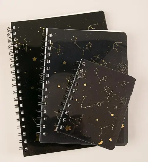 BLACK 1 PIECE A5 A6, 1 шт., простая Милая звезда, ПП спираль, блокнот и дневник, ежедневник, еженедельник с разделенными страницами, канцелярские книги - Цвет: BLACK 1 PIECE