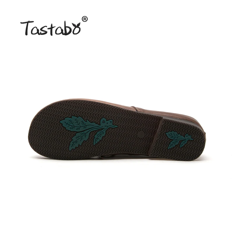 

Tastabo Genuine Leather Flat Shoe Casual lace-up women's shoes Black brown single shoes Comfortable soft bottom breathable