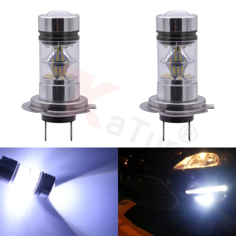 2 шт. Автомобильные светодиодные лампы 100 Вт H7 12 24 в пост. Тока|100w h7|h7 led bulbsmd car |