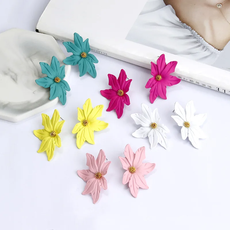 2019 design multicolor new hot womens fashion earrings new arrival brand double leaf flower dangle earrings free global shipping