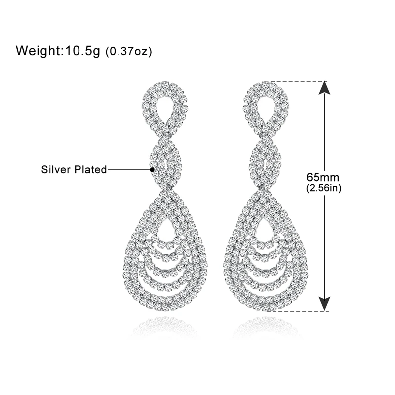 Женские серьги серебряного цвета Mecresh 888 Стразы свадебные украшения уникальный