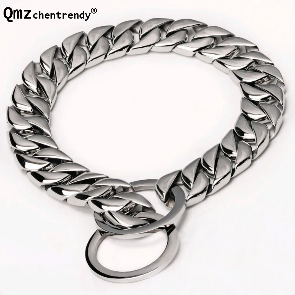 

Top Quality 15mm wide 12-34 inch Double Curb Cuban Rombo Dog Chain Necklace 316L Stainless Steel Dog Pet Chain Collar Choker