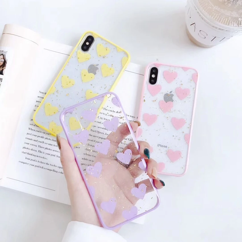 Fashion Transparent Cover For iPhone 8Plus 7 6 6S Plus X Clear Case XR XS Max Luxury Bling Gold Foil Phone Shell |