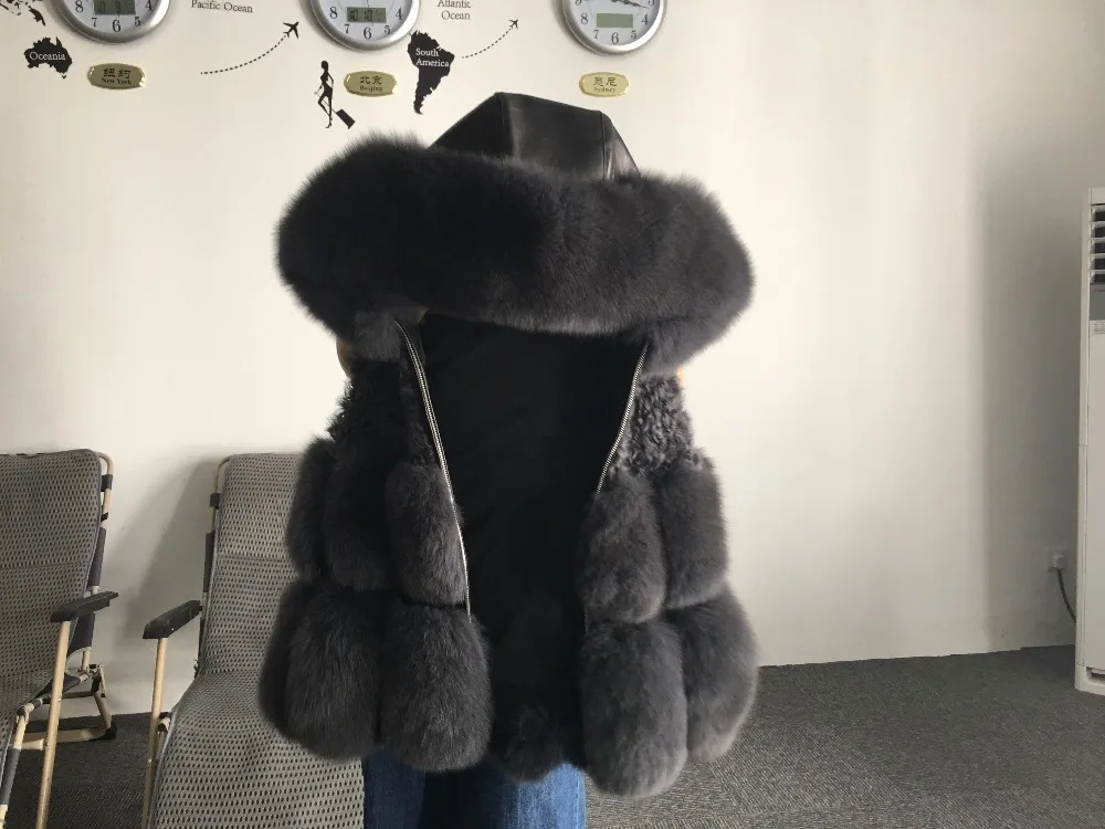 Женский жилет из натурального Лисьего меха, куртка с капюшоном, плотное пальто из натурального меха, женский жилет, зимний жилет из натурального Лисьего меха с меховым капюшоном
