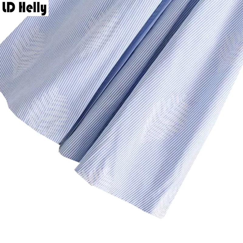Женское платье в полоску LD Helly винтажное плиссированное до середины икры с поясом