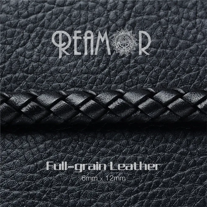 Bright Black REAMOR 12*6 мм Ретро коричневый/красный черный натуральная кожа Веревка DIY Браслеты Аксессуары Frist слой воловья кожа плетеные шнуры для ювелирных изделий - Цвет: Bright Black