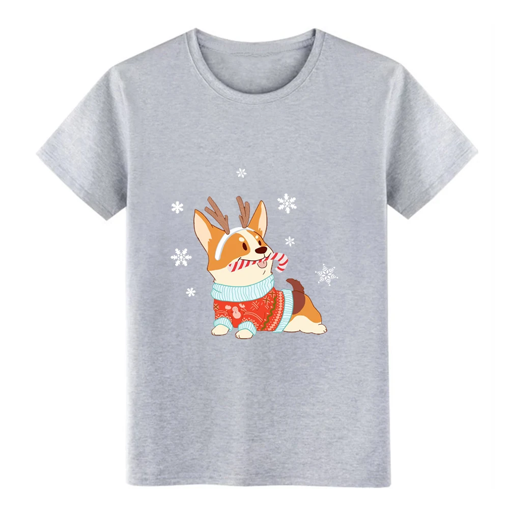Corgi/Рождественская Бейсбольная Футболка хлопковая однотонная Милая