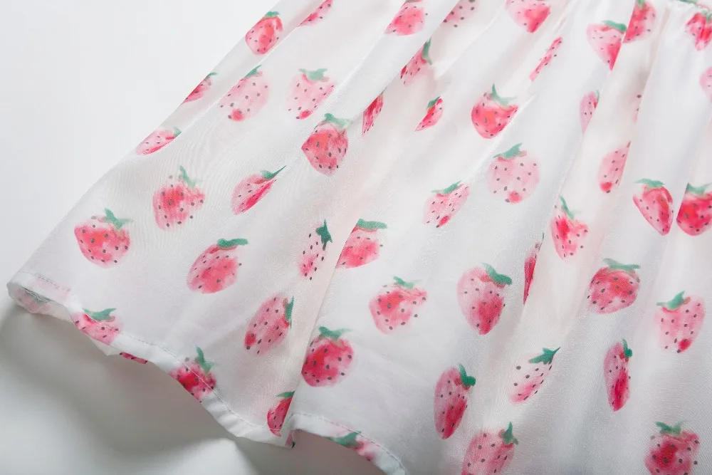 Cielarko Girls Strawberry Dress Casual Pink Kids Fruit Dresses Fancy Princess Children Party Frocks Baby Beach Clothing for Girl | Детская