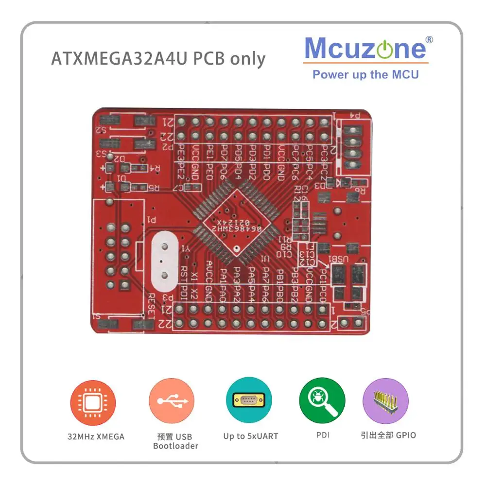 ATxmega32A4U мини плата PCB USB программа PDI SD GPIO XMEGA32A4U 32A4U MCIROCHIP 32A4 U|Промышленные