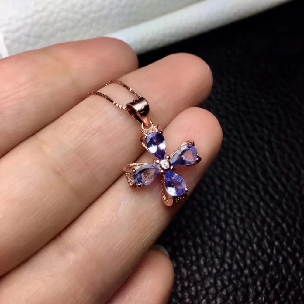 Кулон из серебра 925 пробы с танзанитом 4 Х6 мм|fine jewelry|gemstone tanzanitegifts for women |
