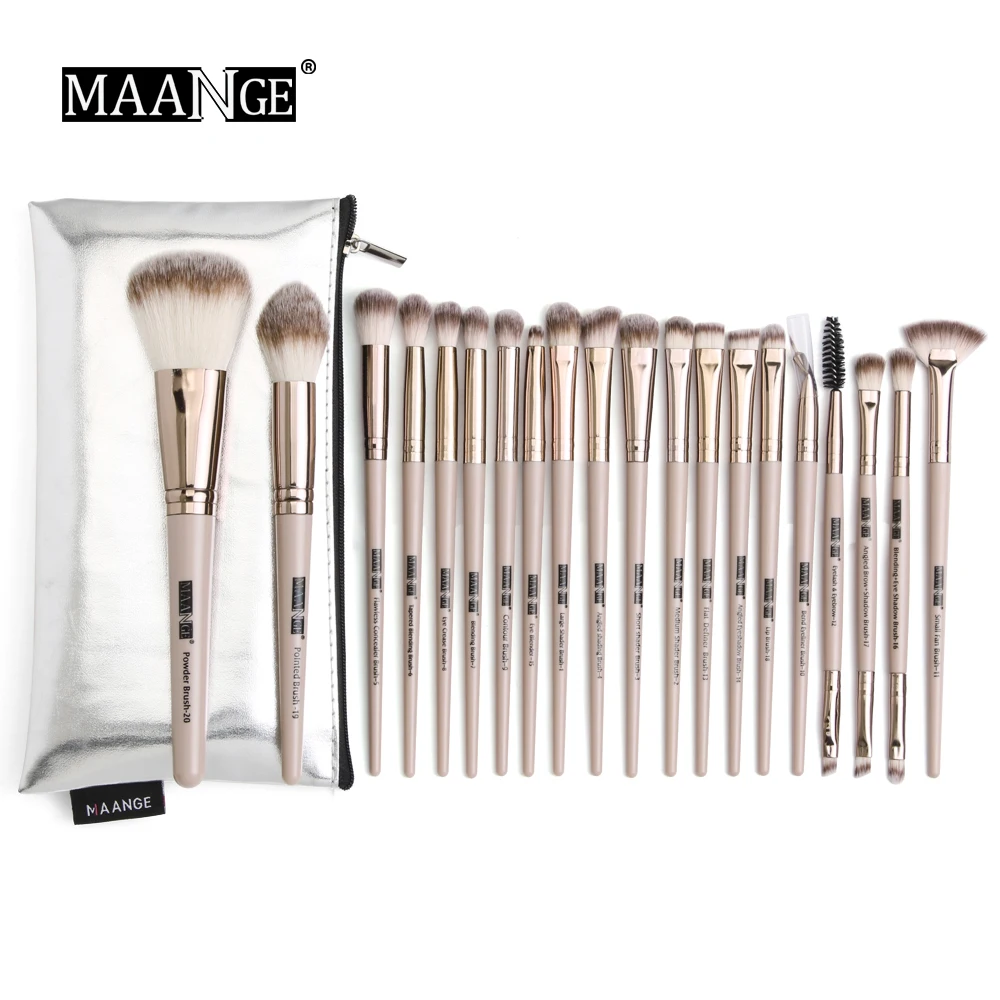 MAANGE Pro 12/20 штук набор кистей для макияжа с сумкой порошок Кисть для растушевки теней для глаз с ресницами, губами Портативный набор кистей для макияжа