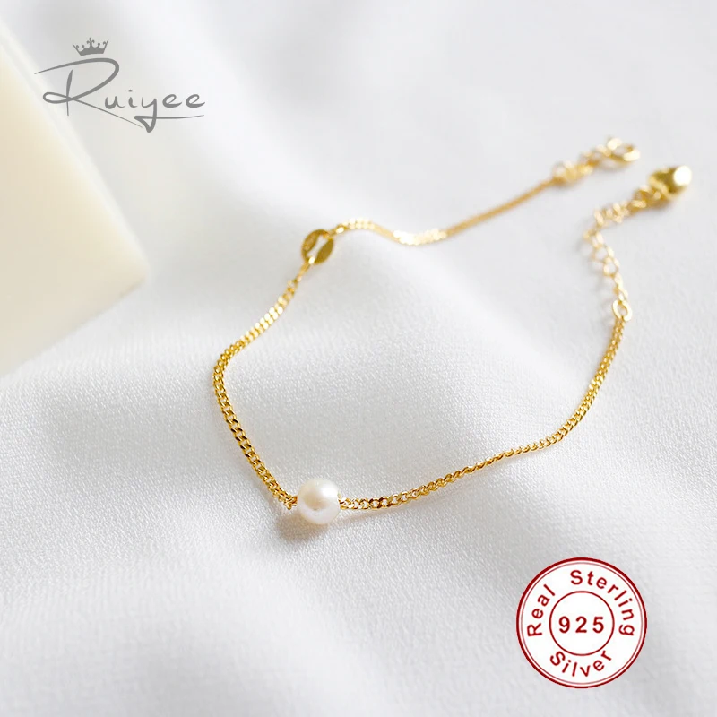 RUIYEE амулет серебряный браслет 925 ювелирные изделия пресноводный жемчуг Простой