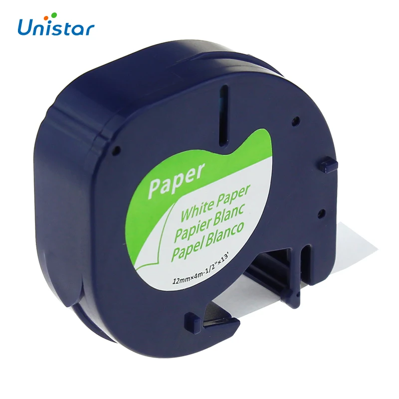 UNISTAR 2 шт совместимый с Dymo Letratag лента этикеток для принтера ленты 12 мм x 4 м 91200