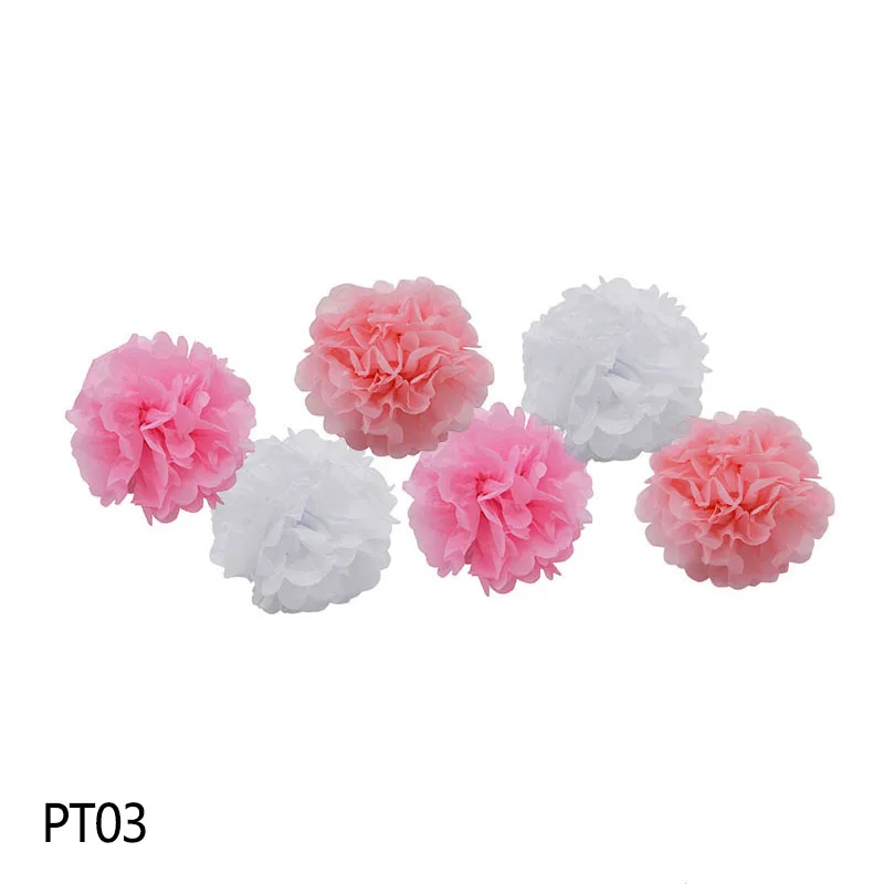 PT03 6 шт./компл. ручной работы 10 ''(25 см) ткани Бумага Pom Poms Бумага в виде цветочного шара светодиодные фонари для дома и сада одежда для свадьбы, дня рождения Рождество украшение автомобиля - Цвет: PT03