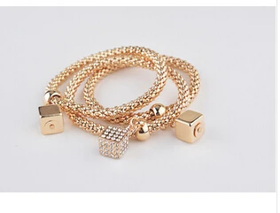 3 шт./лот женские браслеты Новые модные брендовые золотистые браслеты-цепочки с