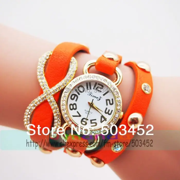 100 шт./лот модные женские часы в стиле бесконечности кварцевые наручные для