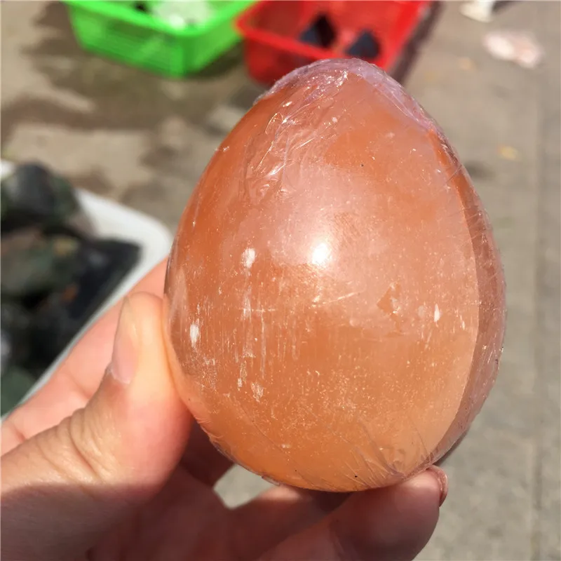 Natural Orange Selenite Egg Crystal Quartz Oval Ball Massage Tool Palm Stones Fraueneis Mineral Specimen As Gifts | Дом и сад