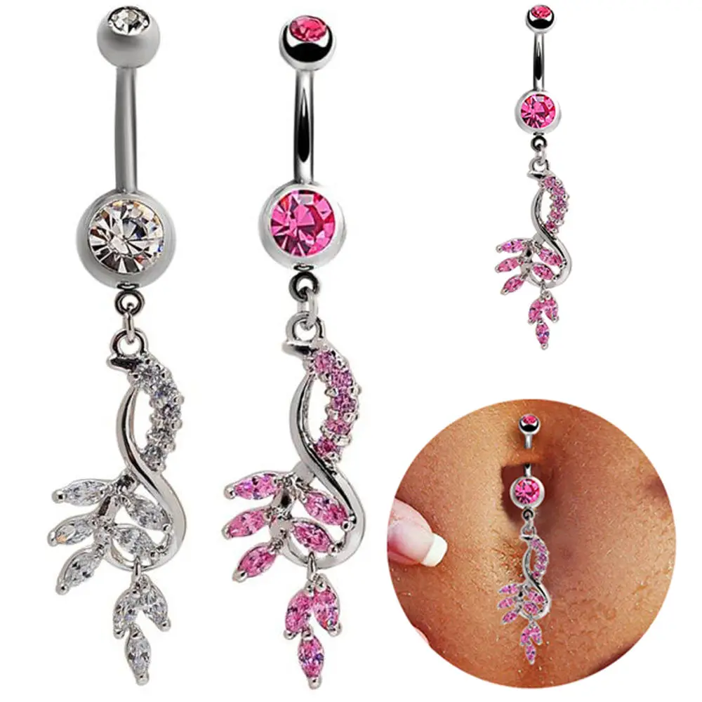 Кристалл кисточкой мотаться серебряные пупка бар тела ювелирные изделия пирсинг