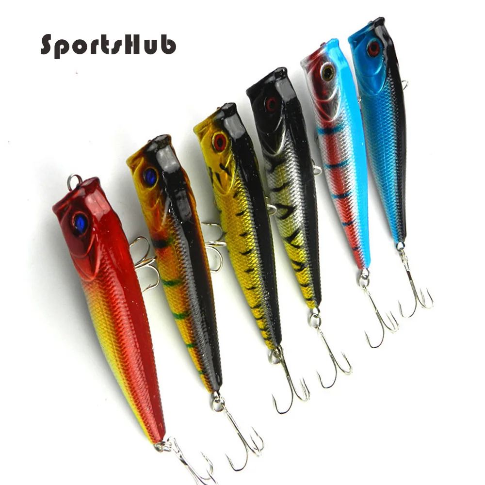 

SPORTSHUB 2 шт./лот 9 см 14 г 6 цветов 3D Звуковые бусины для глаз внутри рыболовные приманки для Поппера рыболовные приманки жесткие приманки NR0044